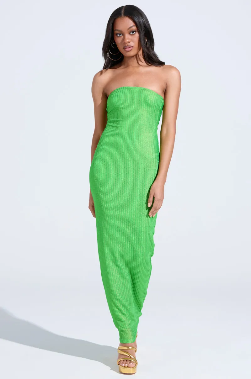 IF YOU'RE LUCKY METALLIC MAXI DRESS IN GREEN sold by AKIRA product image thumbnail 3