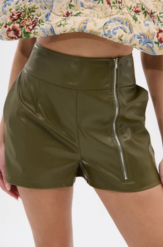 HOTTEST IN THE CITY FAUX LEATHER SHORT sold by AKIRA