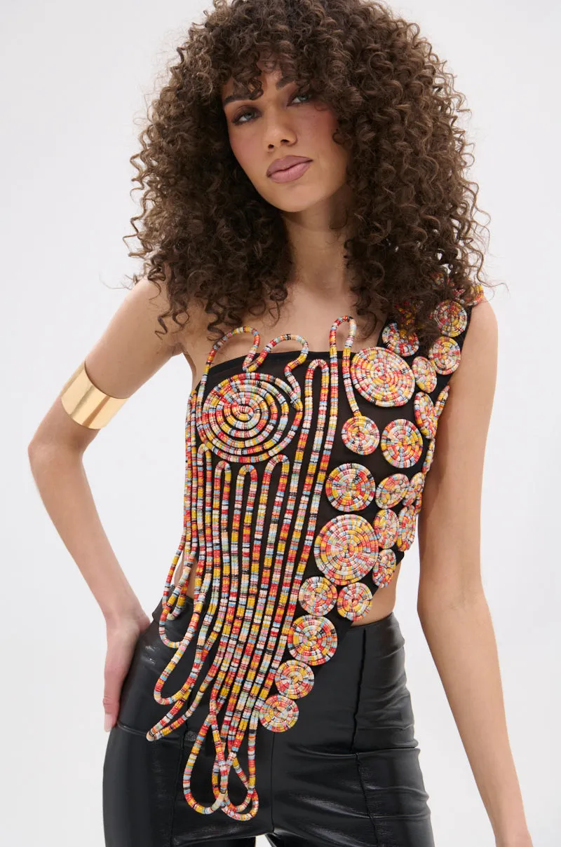 ROUND AND ROUND ASYMMETRIC SLEEVELESS TOP sold by AKIRA