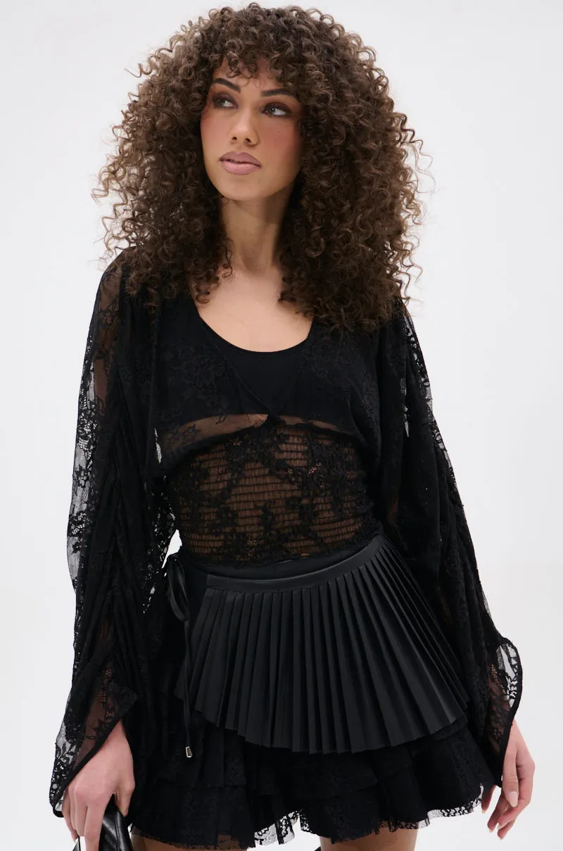 CAMILLA CROPPED RUCHED SLEEVE LACE TOP sold by AKIRA product image thumbnail 2