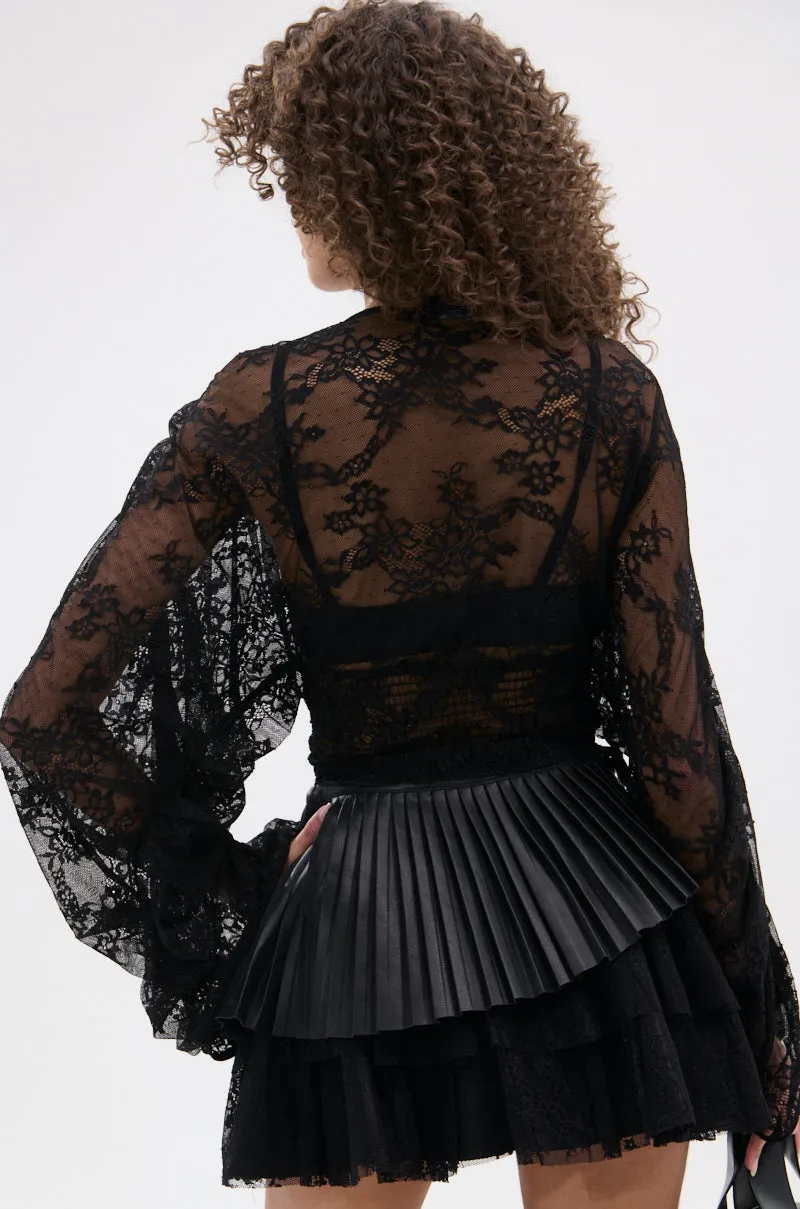 CAMILLA CROPPED RUCHED SLEEVE LACE TOP sold by AKIRA product image thumbnail 5