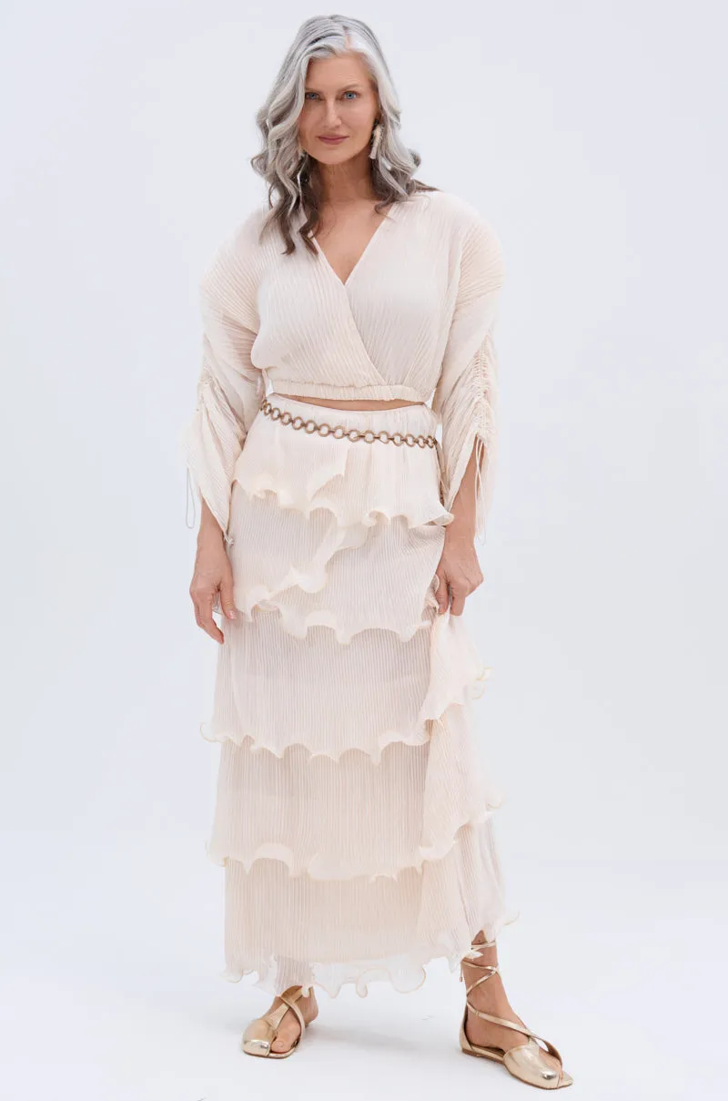 RUFFLE HEAVEN MAXI SKIRT sold by AKIRA