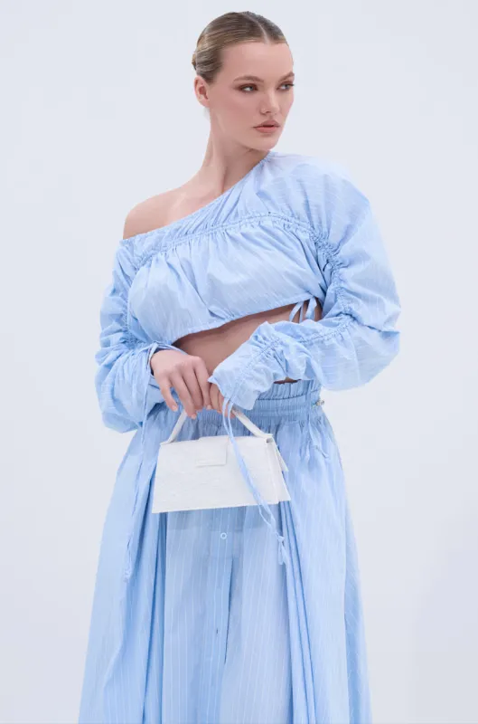 TALK TO ME CINCHED BLOUSE sold by AKIRA