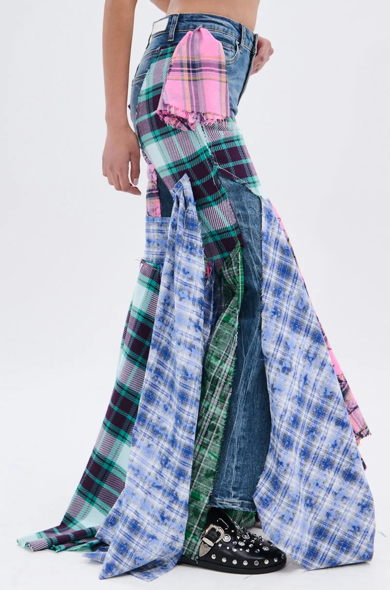 PLAID ON PLAID DENIM JEANS sold by AKIRA product image thumbnail 5