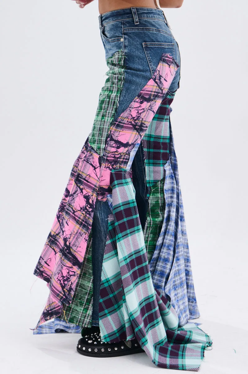 PLAID ON PLAID DENIM JEANS sold by AKIRA product image thumbnail 4