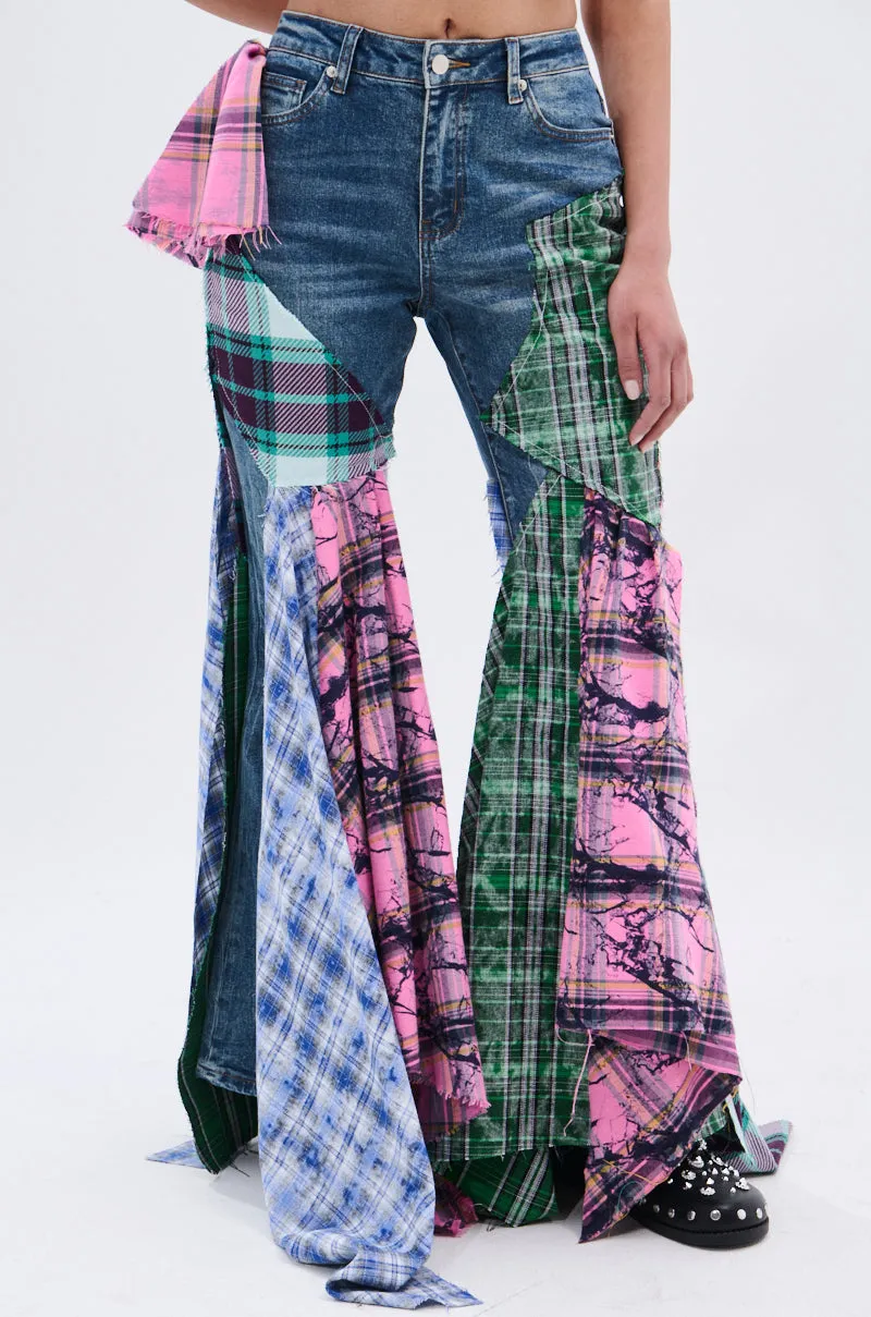 PLAID ON PLAID DENIM JEANS sold by AKIRA product image thumbnail 3