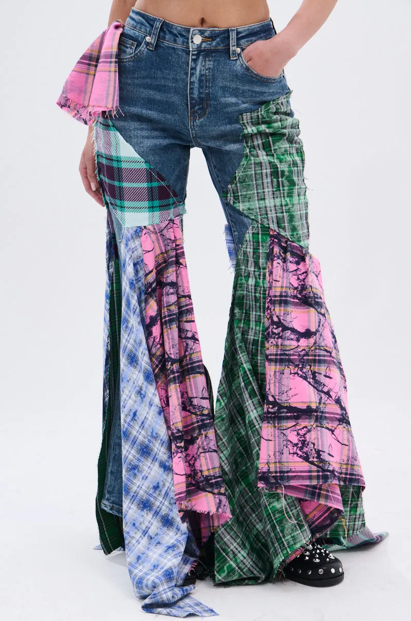 PLAID ON PLAID DENIM JEANS sold by AKIRA product image thumbnail 2