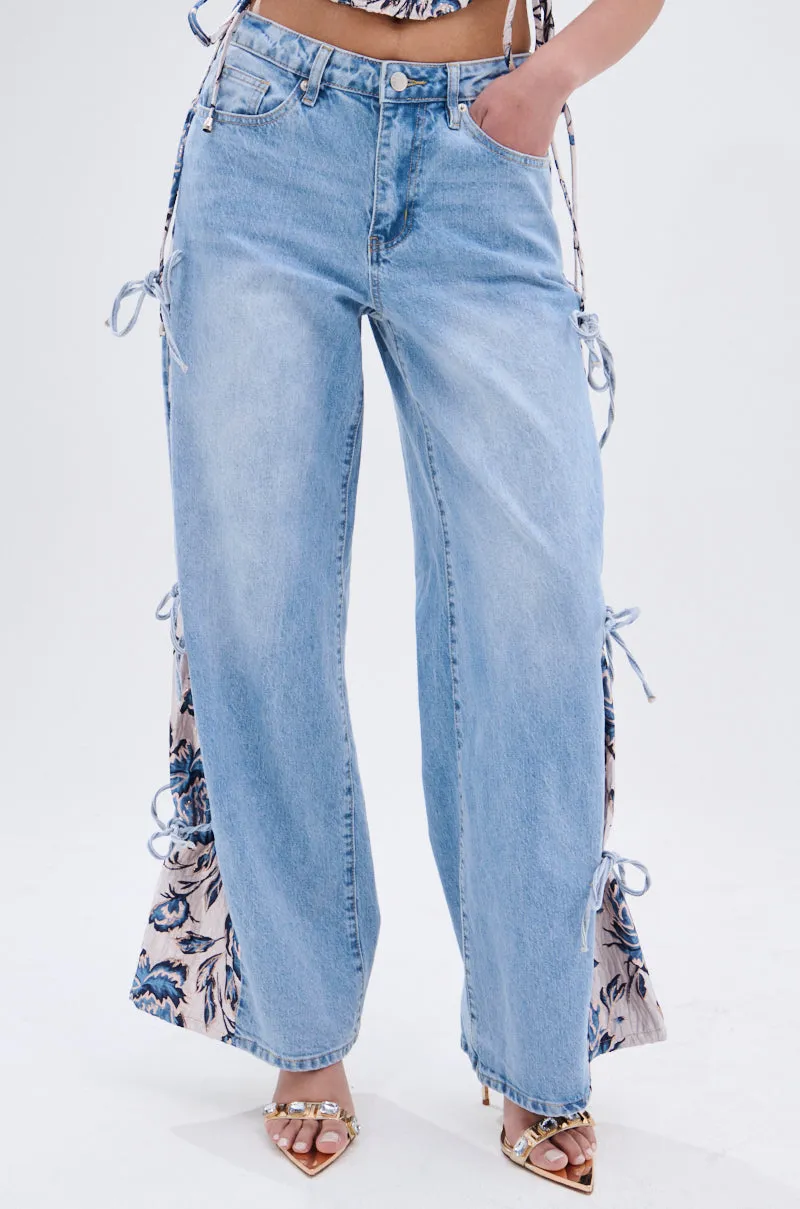 SEASONAL AWAKENING BROCADE PATCH DENIM JEANS sold by AKIRA product image thumbnail 4