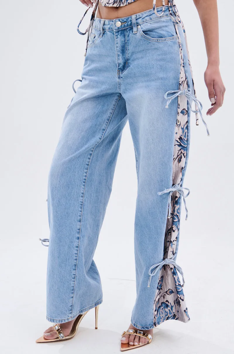 SEASONAL AWAKENING BROCADE PATCH DENIM JEANS sold by AKIRA product image thumbnail 2