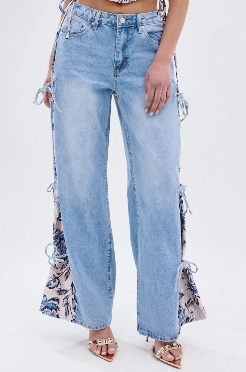 SEASONAL AWAKENING BROCADE PATCH DENIM JEANS sold by AKIRA product image thumbnail 3