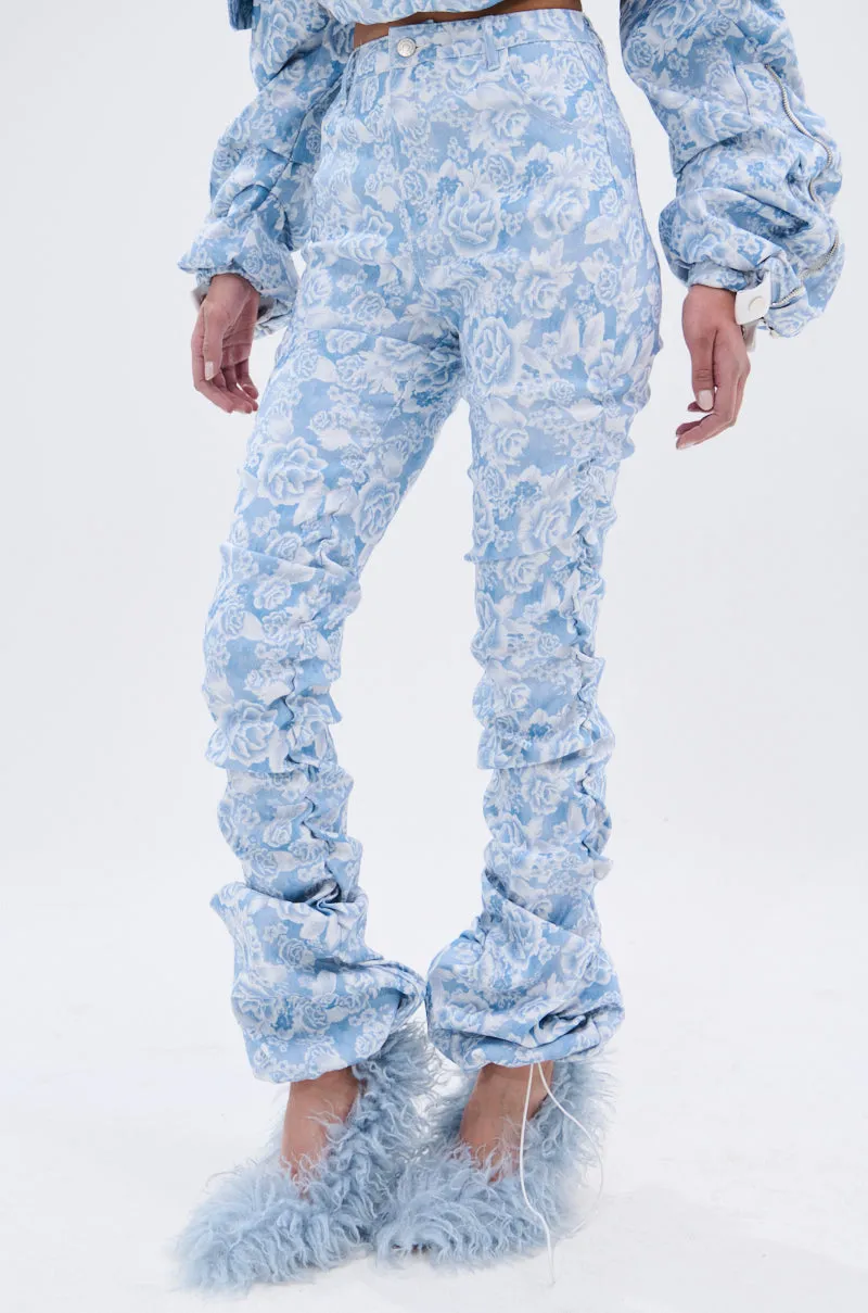 FLORAL LIFE DENIM STACKED PANT sold by AKIRA product image thumbnail 2