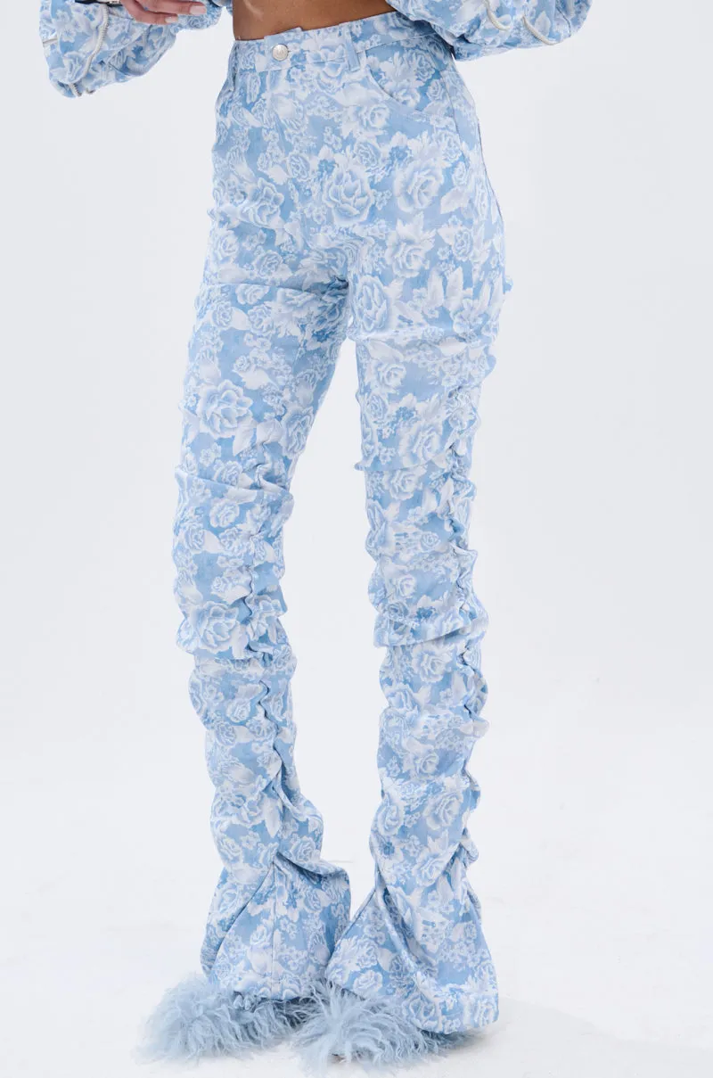 FLORAL LIFE DENIM STACKED PANT sold by AKIRA product image thumbnail 5