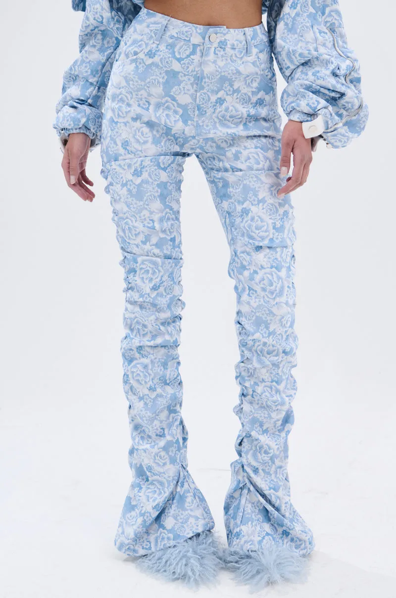 FLORAL LIFE DENIM STACKED PANT sold by AKIRA product image thumbnail 3