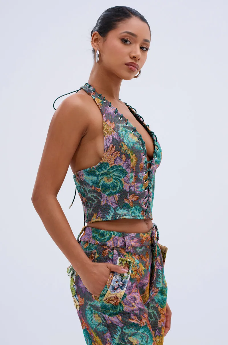 LOGAN JACQUARD LACE UP CORSET TOP sold by AKIRA product image thumbnail 3