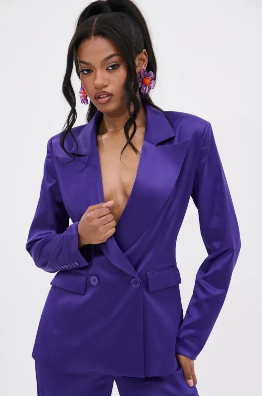 SAY YOU LOVE ME SATIN BLAZER sold by AKIRA
