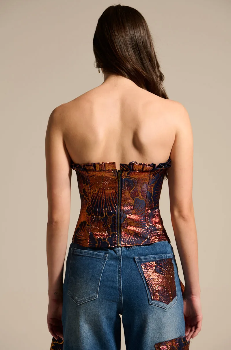 ELEGANT VIBES BROCADE CORSET TOP sold by AKIRA product image thumbnail 4