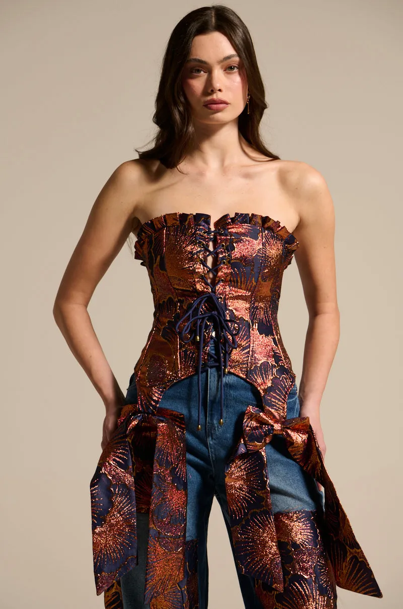 ELEGANT VIBES BROCADE CORSET TOP sold by AKIRA product image thumbnail 2
