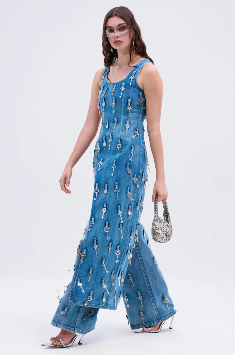 KEY TO YOUR HEART ASYMMETRICAL DENIM TOP sold by AKIRA product image thumbnail 2