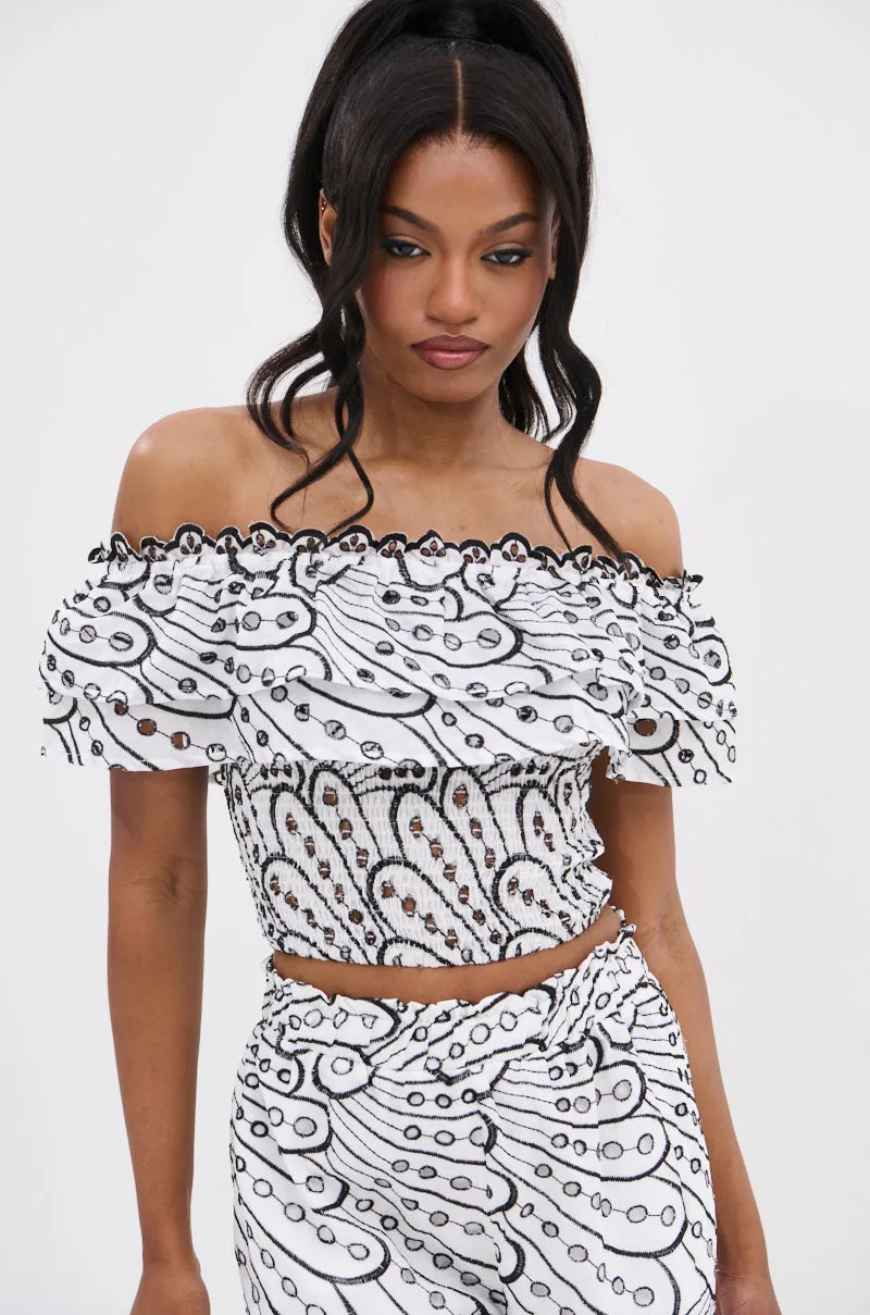 SET YOU FREE OFF THE SHOULDER BLOUSE sold by AKIRA