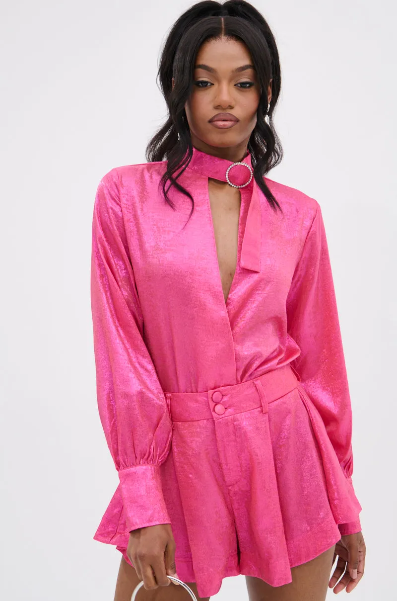 LOOK THIS WAY SHINY BODYSUIT sold by AKIRA