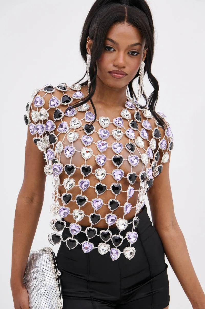 LOVE ON TOP RHINESTONE CHAIN TOP sold by AKIRA product image thumbnail 4