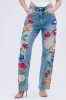 INTO THE GARDEN FLORAL EMBROIDERED DENIM JEANS sold by AKIRA