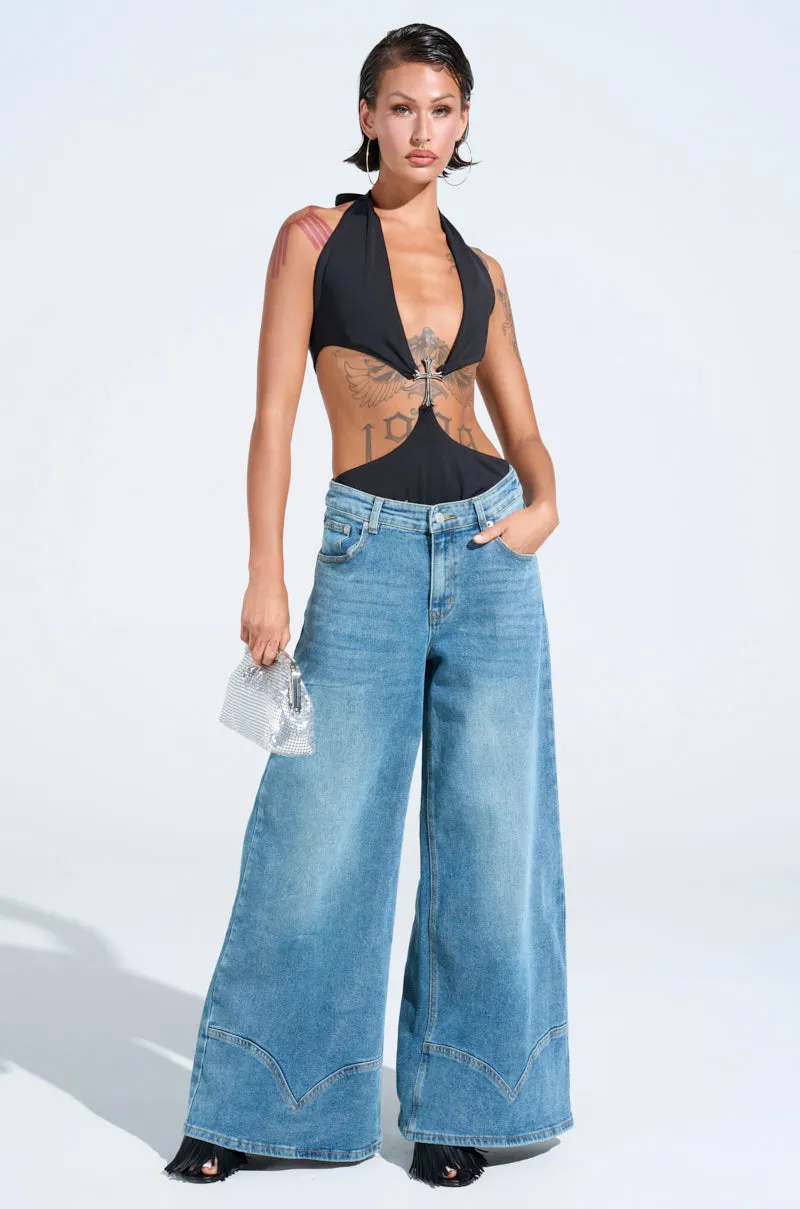 ALIVE AND WELL DENIM PANT WITH LACE UP AT HEM sold by AKIRA product image thumbnail 5