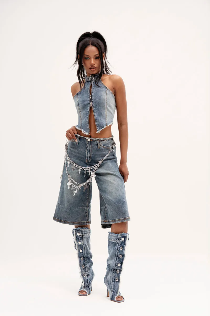 BREAK UP WITH HIM DENIM SHORTS sold by AKIRA product image thumbnail 2