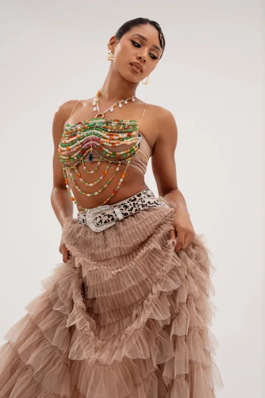 ESMERELDA BEADED CHAIN TOP sold by AKIRA