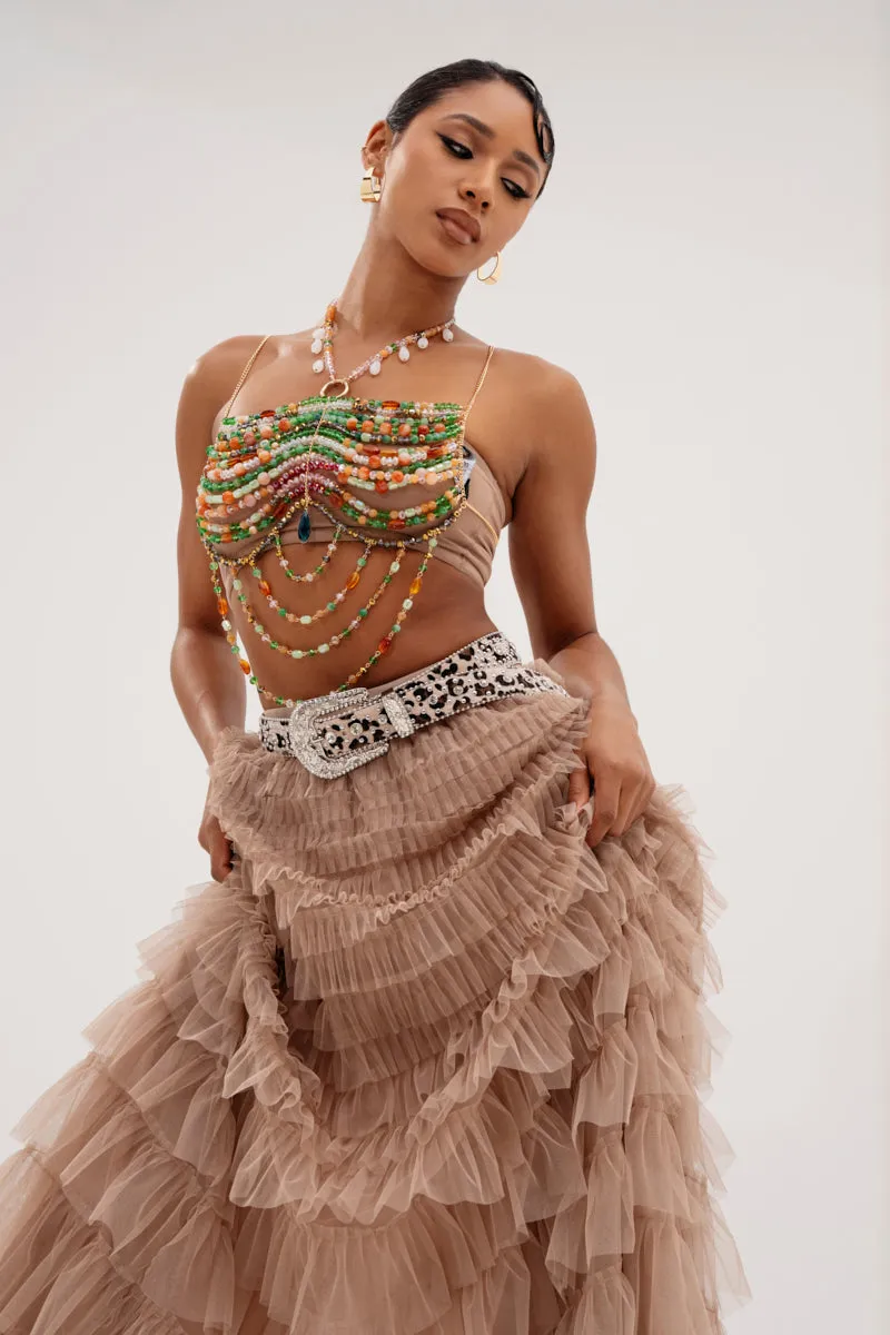 ESMERELDA BEADED CHAIN TOP sold by AKIRA