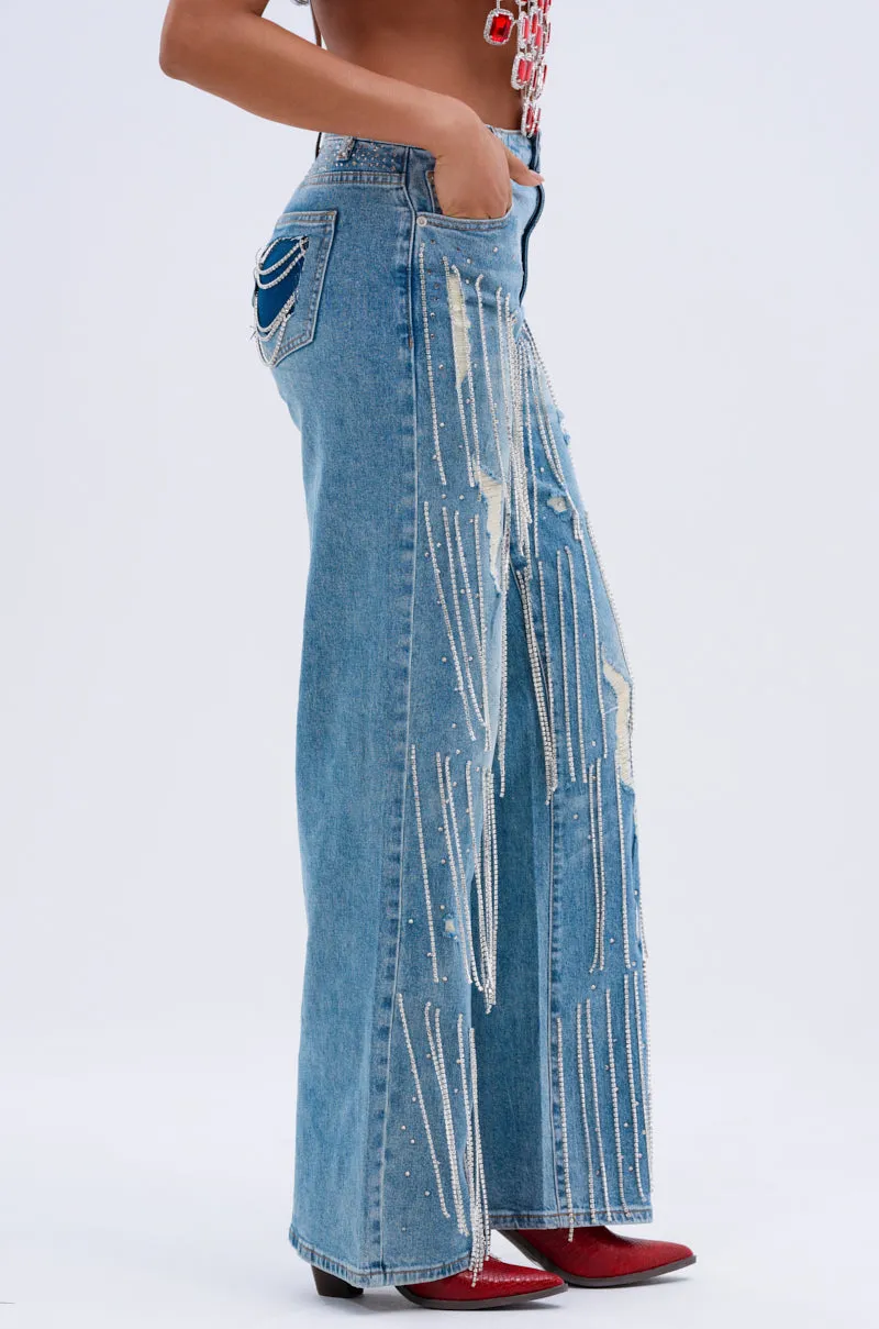 DRIPPING IN JEWELS RELAXED FIT DENIM JEANS sold by AKIRA product image thumbnail 5