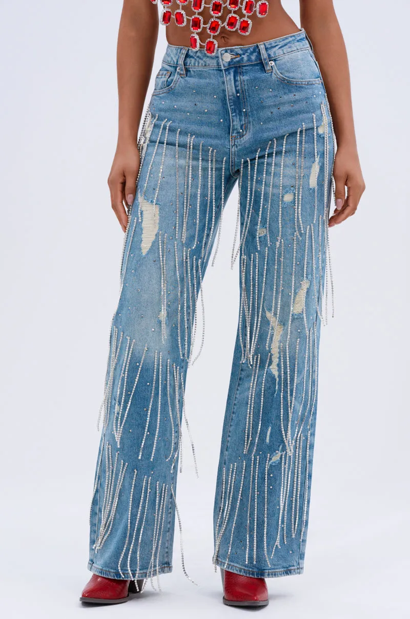 DRIPPING IN JEWELS RELAXED FIT DENIM JEANS sold by AKIRA product image thumbnail 4