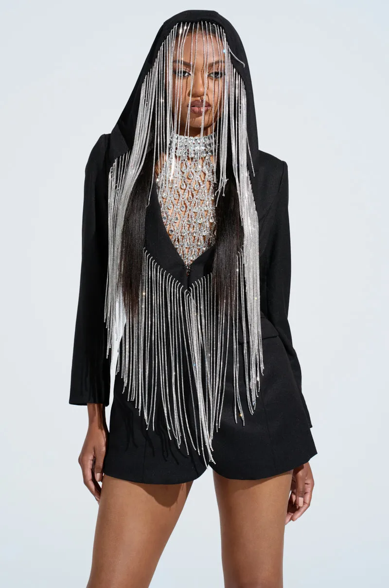 DRIPPY RHINESTONE FRINGE BLAZER sold by AKIRA product image thumbnail 4