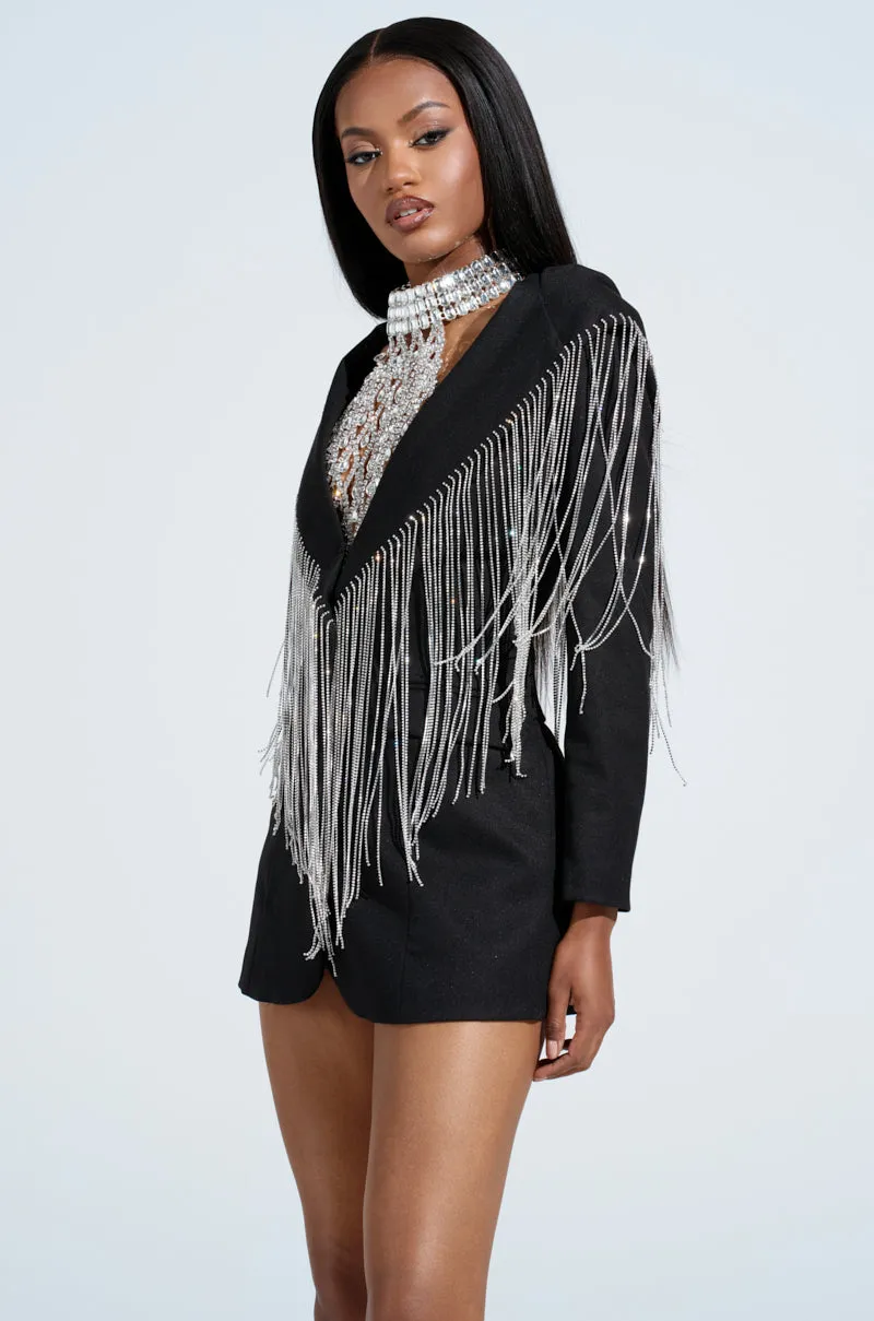 DRIPPY RHINESTONE FRINGE BLAZER sold by AKIRA product image thumbnail 5