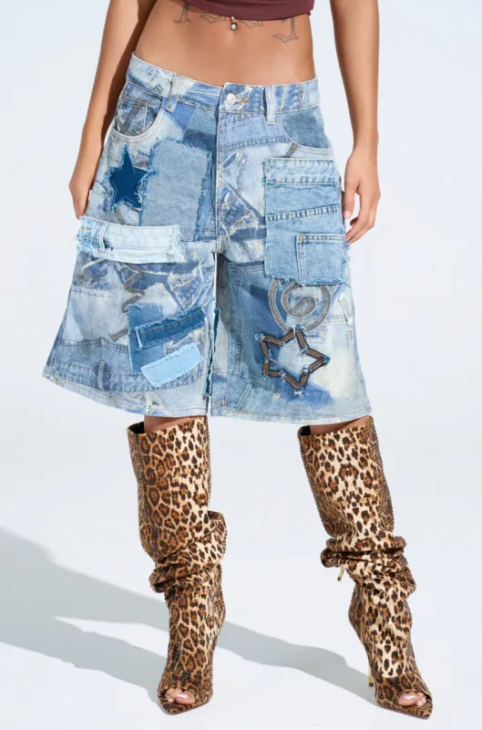 STARS IN THE SKY DENIM SHORT sold by AKIRA