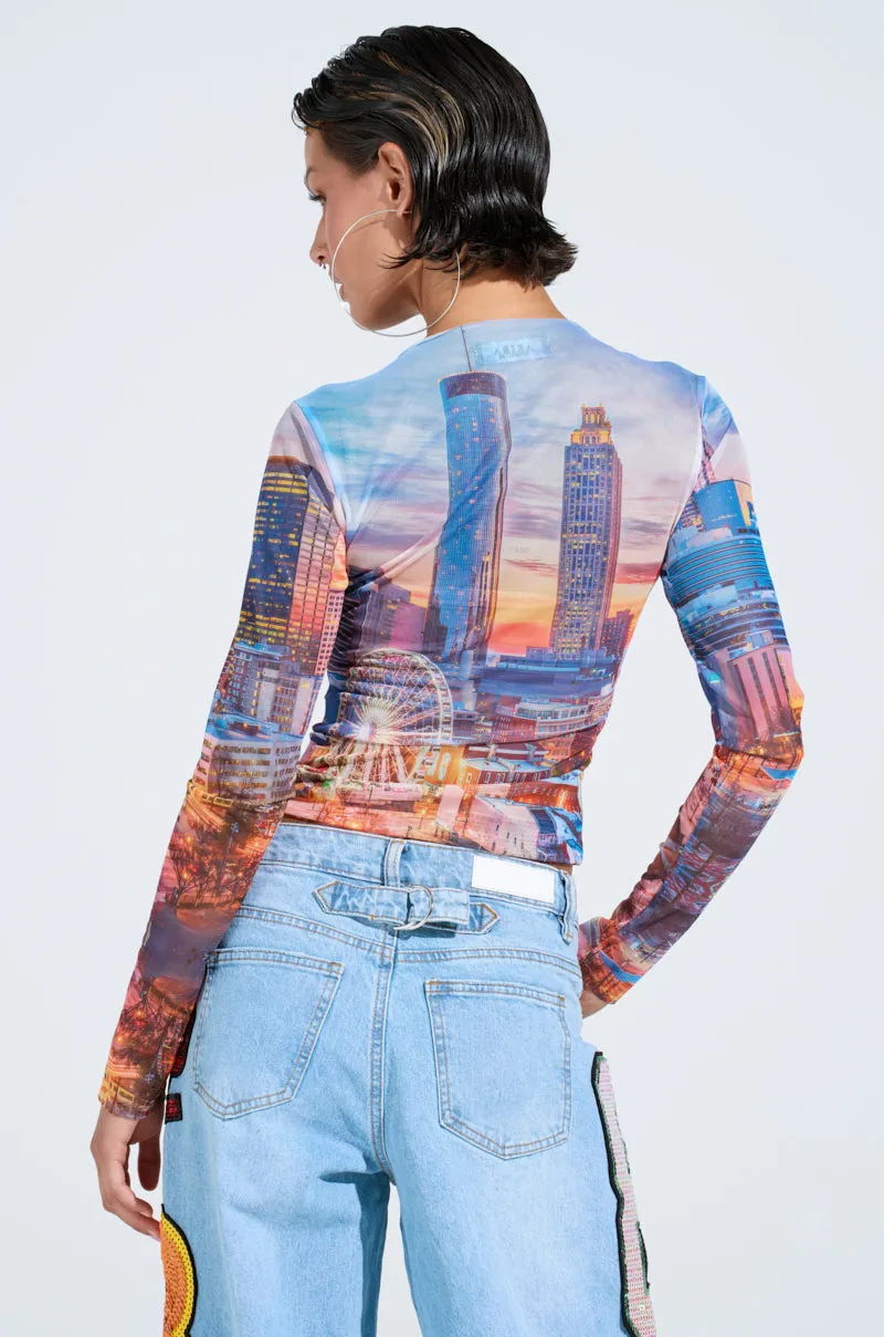 CITY LIGHTS MESH LONG SLEEVE TOP sold by AKIRA product image thumbnail 4