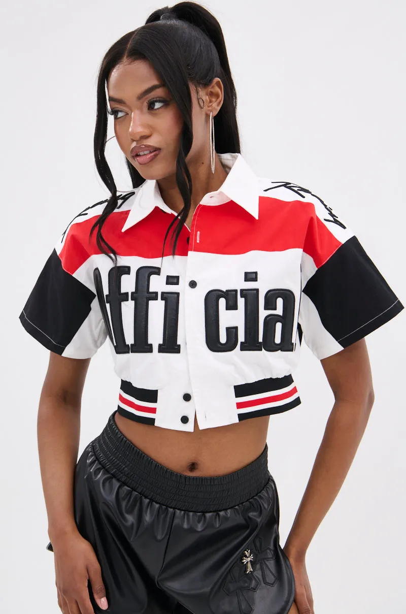 OFFICIAL DUTY CROPPED BUTTON DOWN TOP sold by AKIRA product image thumbnail 2