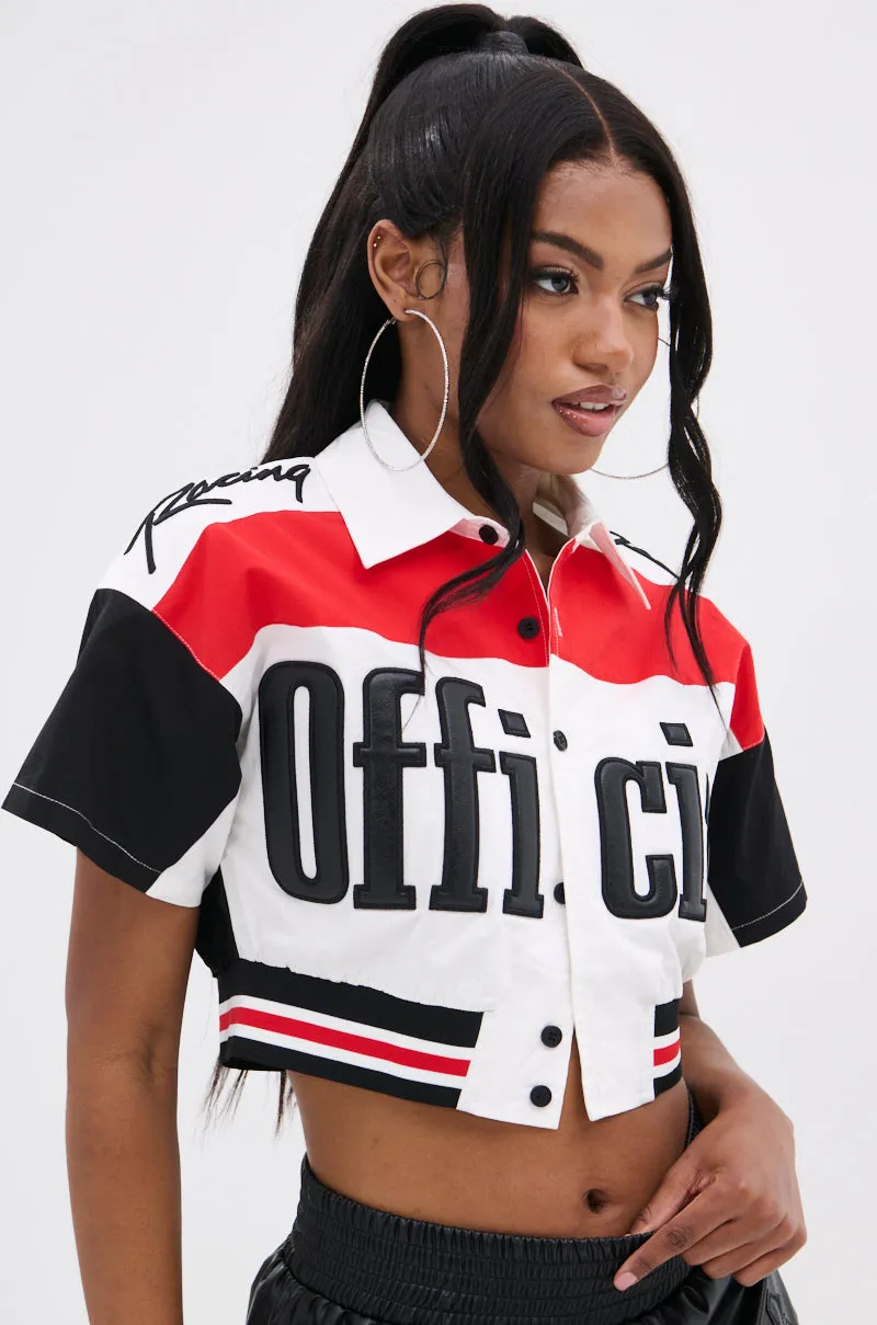 OFFICIAL DUTY CROPPED BUTTON DOWN TOP sold by AKIRA product image thumbnail 3