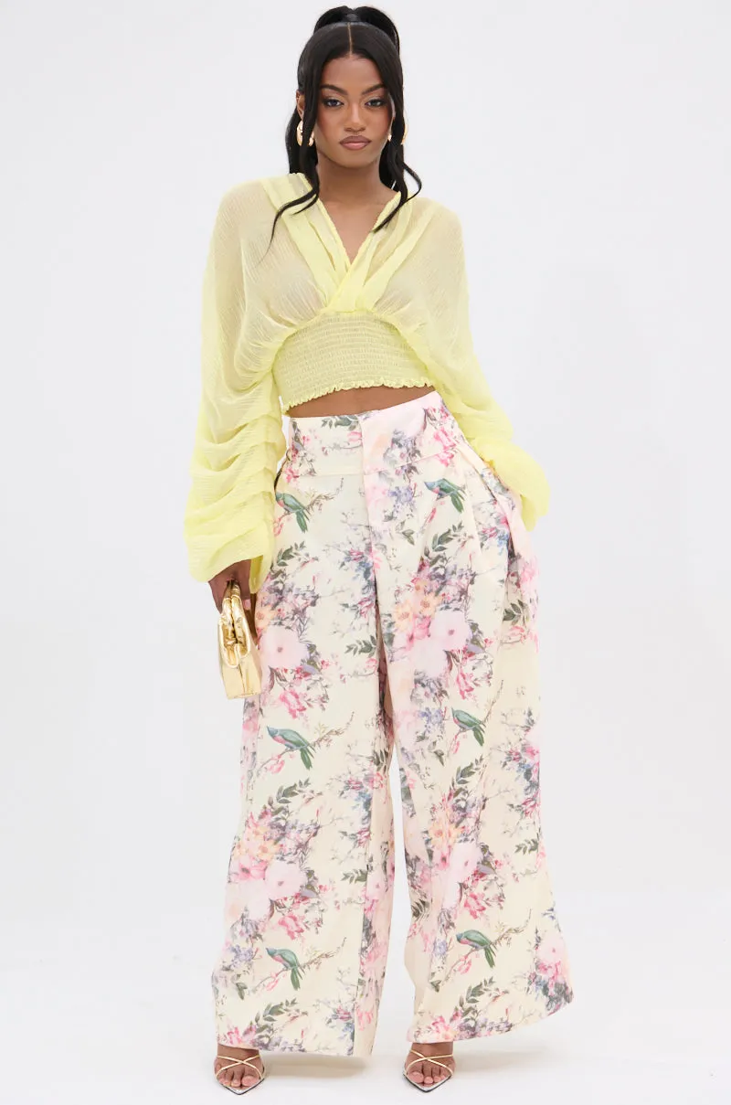 SABRINA FLORAL WIDE LEG PANT sold by AKIRA