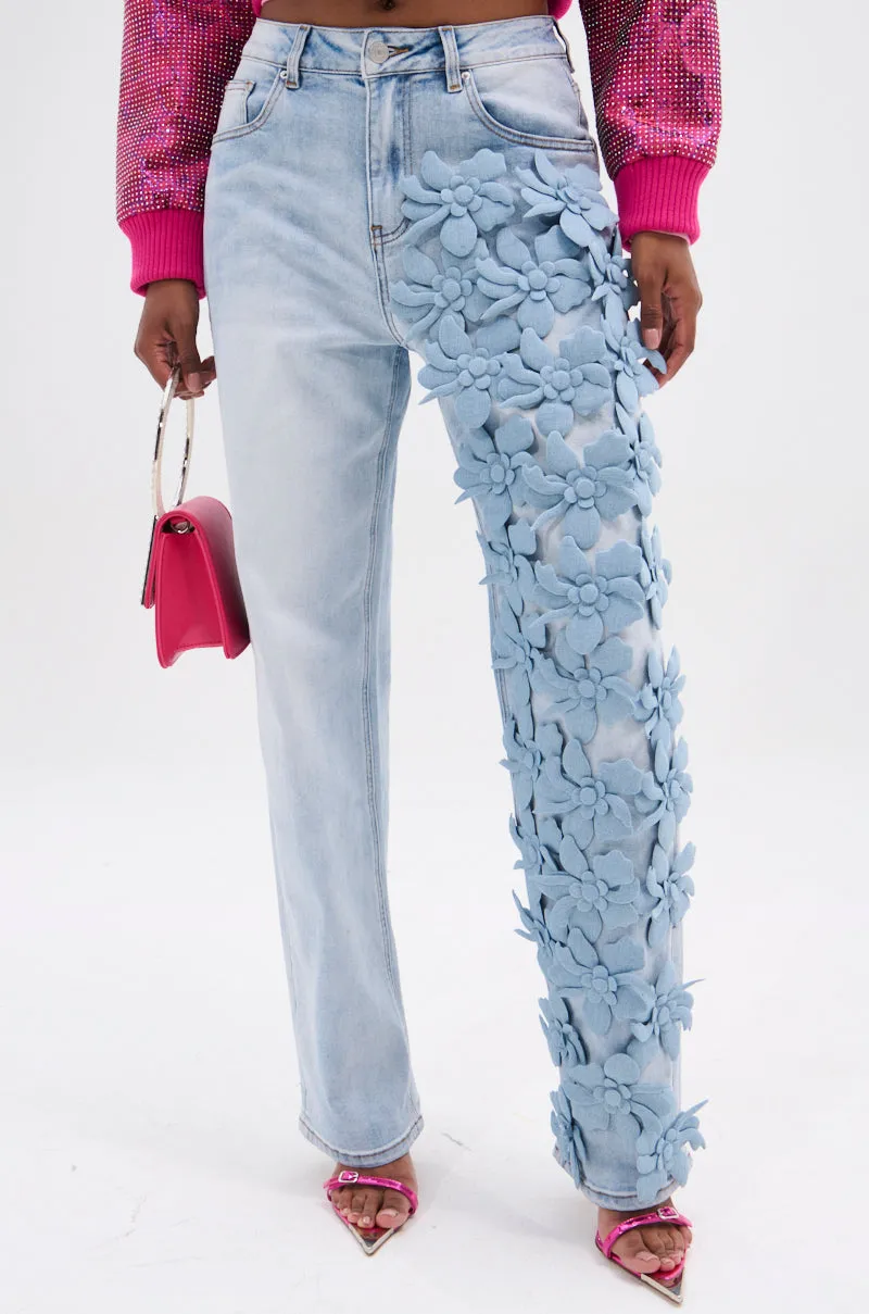 FLORAL FIELDS APPLIQUE DENIM PANTS sold by AKIRA product image thumbnail 2