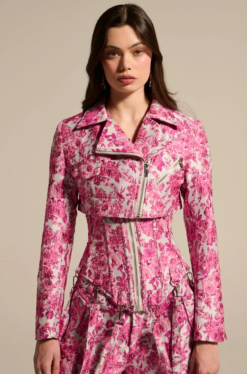 MILEY JACQUARD CROPPED MOTO sold by AKIRA product image thumbnail 3