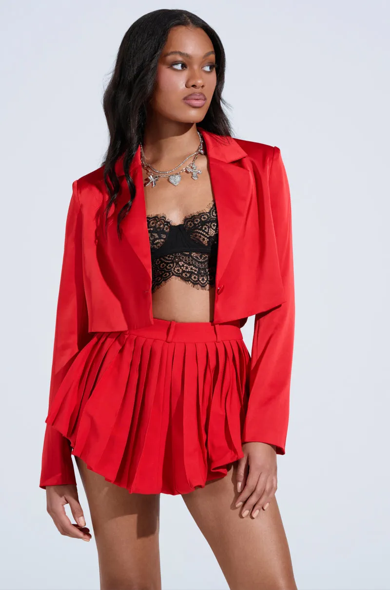 LILA CROPPED SATIN BLAZER sold by AKIRA product image thumbnail 2