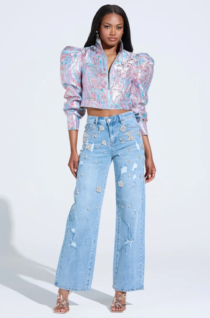 IN YOUR DREAMS RHINESTONE DENIM JEANS sold by AKIRA product image thumbnail 4