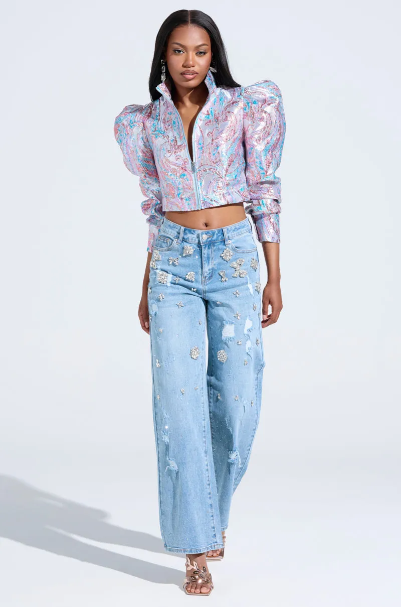 IN YOUR DREAMS RHINESTONE DENIM JEANS sold by AKIRA product image thumbnail 5