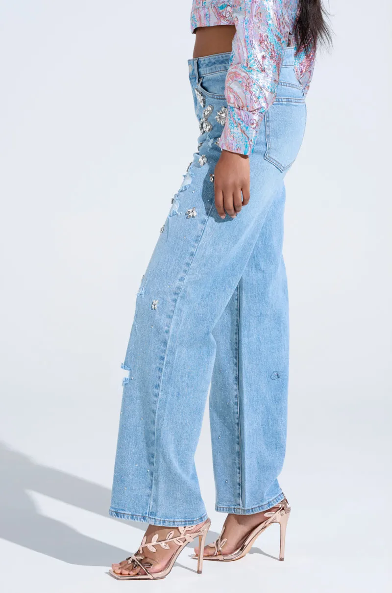 IN YOUR DREAMS RHINESTONE DENIM JEANS sold by AKIRA product image thumbnail 2