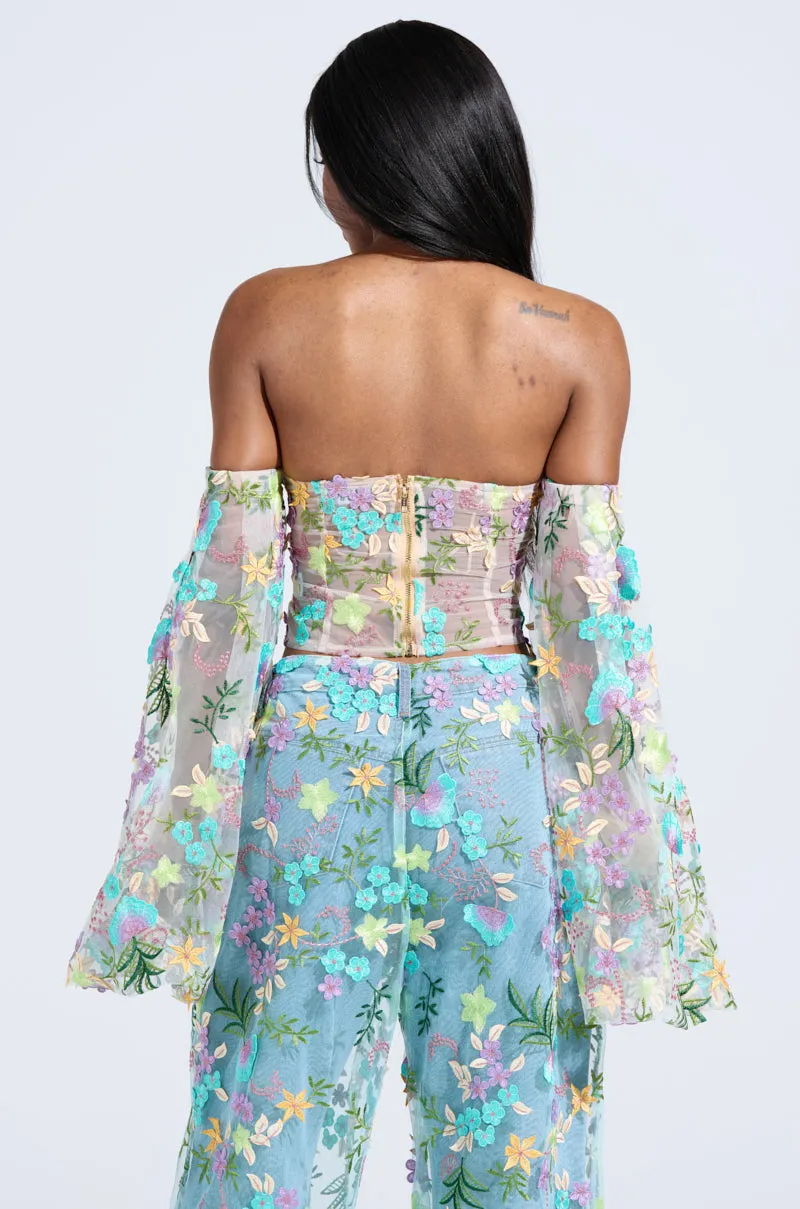 GARDENIA FLORAL EMBROIDERY TULLE TOP sold by AKIRA product image thumbnail 4