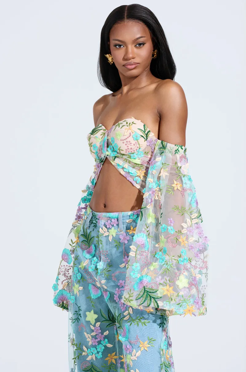 GARDENIA FLORAL EMBROIDERY TULLE TOP sold by AKIRA product image thumbnail 2