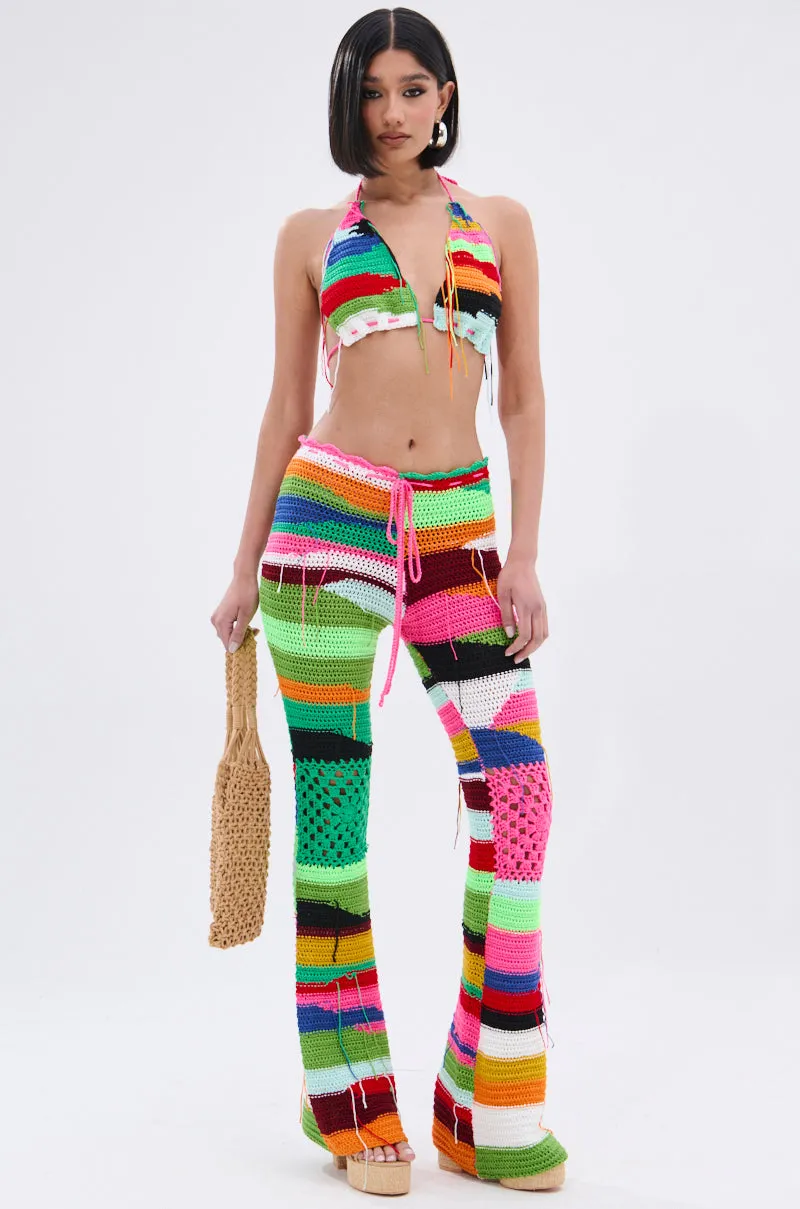 COLORED HEART CROCHET PANT sold by AKIRA
