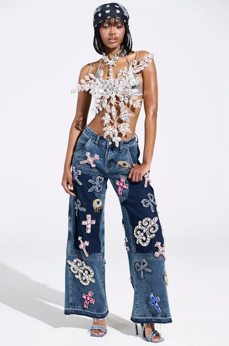 WILD AND FREE RHINESTONE DENIM sold by AKIRA product image thumbnail 3
