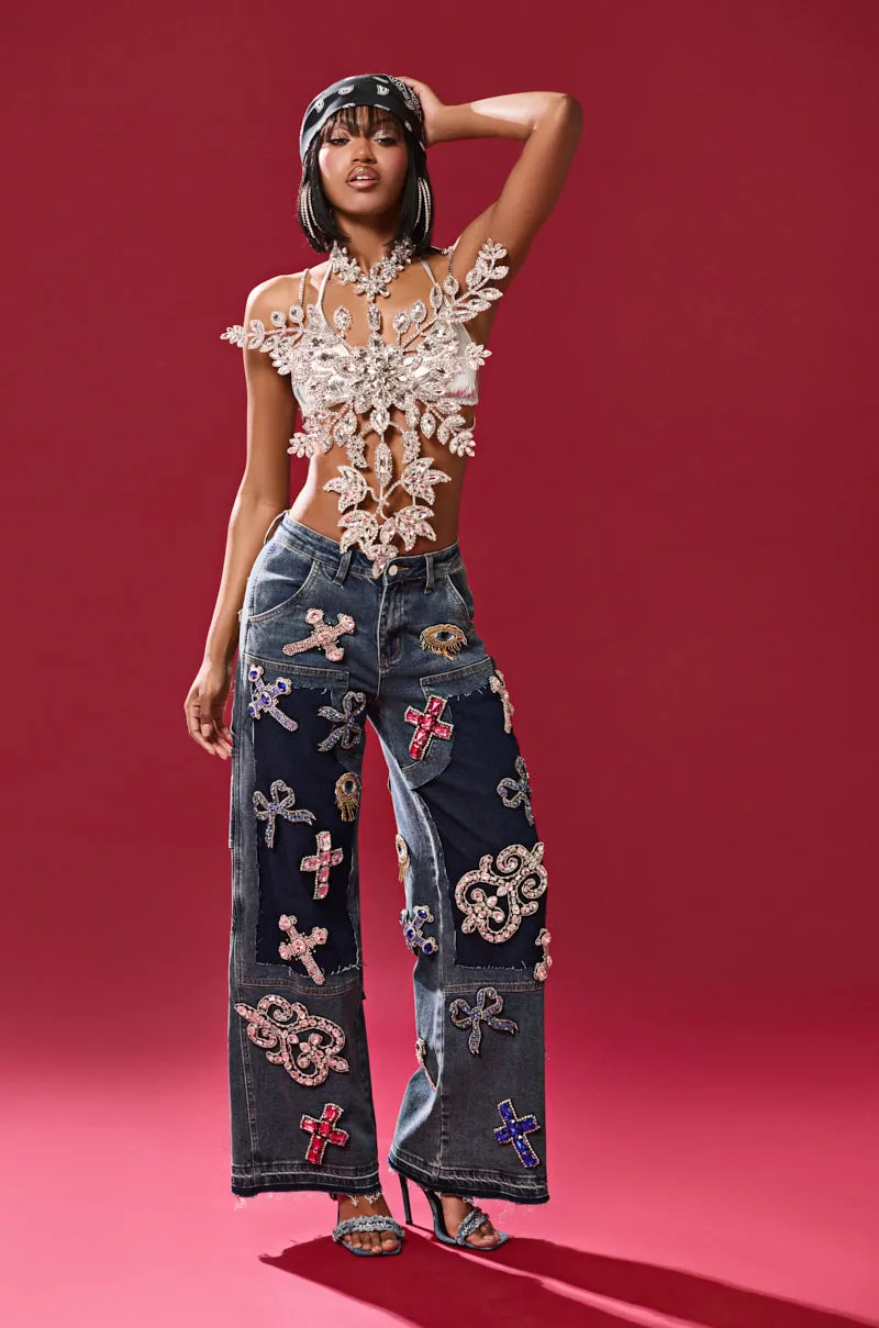 WILD AND FREE RHINESTONE DENIM sold by AKIRA product image thumbnail 2